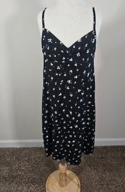 Social Academy Ellis Skater Dress Black Floral Adjustable Straps Girls Size 8